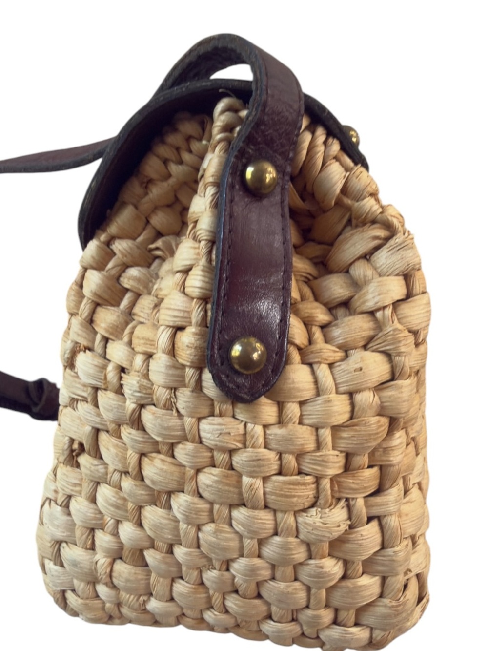 Etienne Aigner Vintage Woven Straw Crossbody Flap Bag Purse Oxblood Burgundy. - Picture 10 of 16